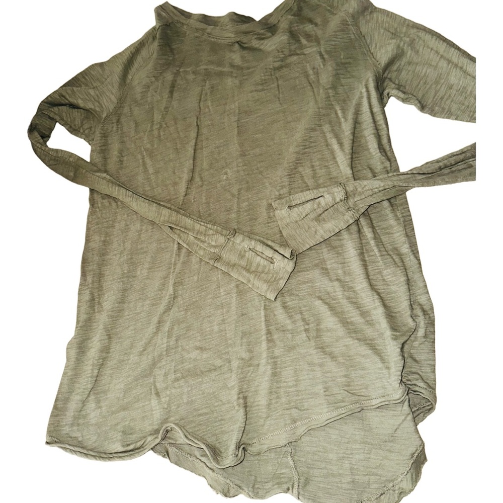Free People Olive Thumbhole Tunic Length Tee